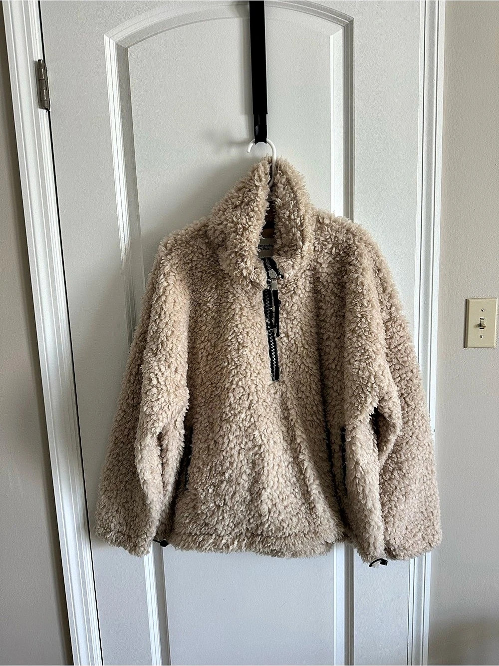 Abercrombie & Fitch YPB On The Go Sherpa Half-Zip Sweatshirt Beige XL